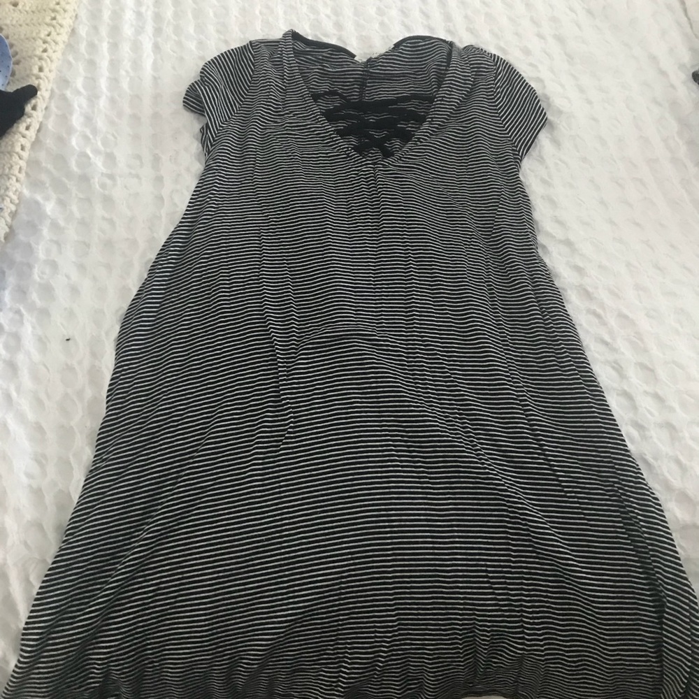 Striped black and white mini dress